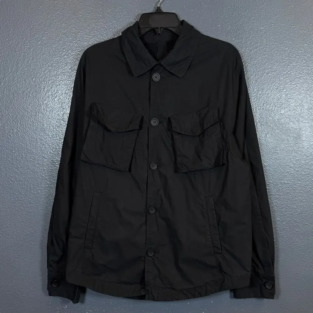 Nike esc S men’s black long sleeve button up cargo oversized shirt outdoor